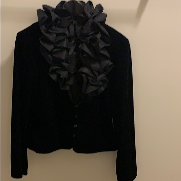 For a Holiday Party! Black Velvet & Taffeta Blouse - Picture 1 of 5